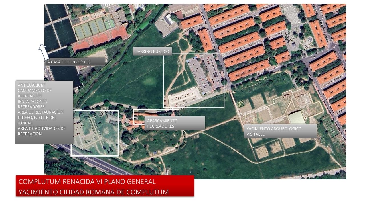 Plano general del yacimiento y del campamento de recreación de Complutum Renacida 2026